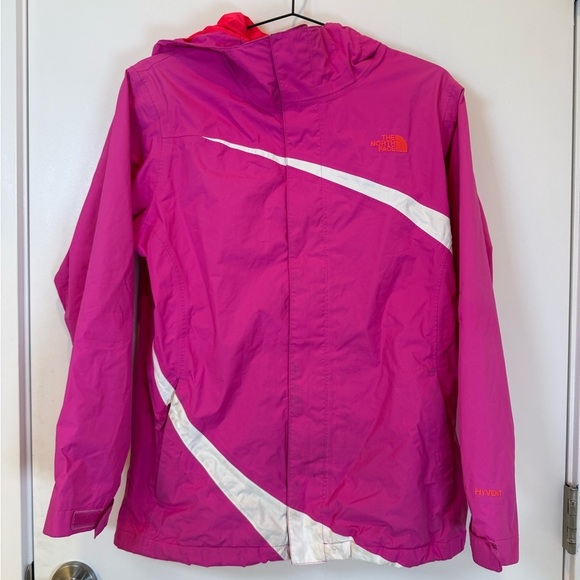 The North Face Other - The North Face Girls Pink and White Windbreaker Jacket Sz XL